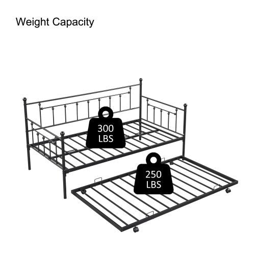 Metal Double Day Bed With Rollers - - day bed