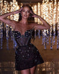 Black Diamond-Studded Off-Shoulder Tube Dress - Black M - dress
