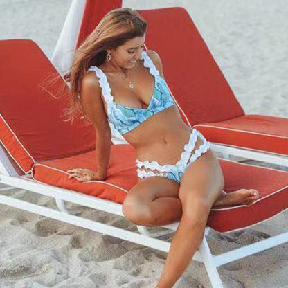 Beautiful Floral Push Up Women Bikini Push Up Bathing Suits Tie Knot Cute Ruffle Two Piece Swimsuits Swimsuit Female Swimwear Bra Cup Bikini Set High Cut Bathing Suit For Summer - - STBK234XSE