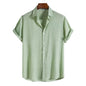 Breathable Soft Summer Casual Short Sleeve Button Up Shirt Men Light Green