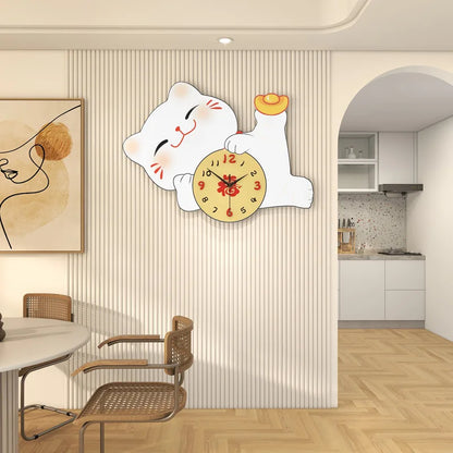 Lucky Cat Modern Wall Clock Silent Wall Clock