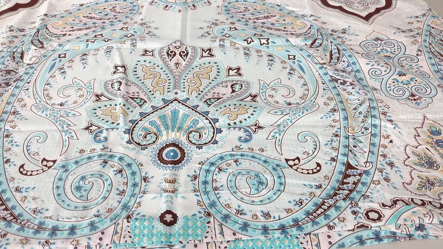 Tache Cotton Frozen Forest Blue Paisley Flat Sheet (2172FLT) - - Bed Sheet