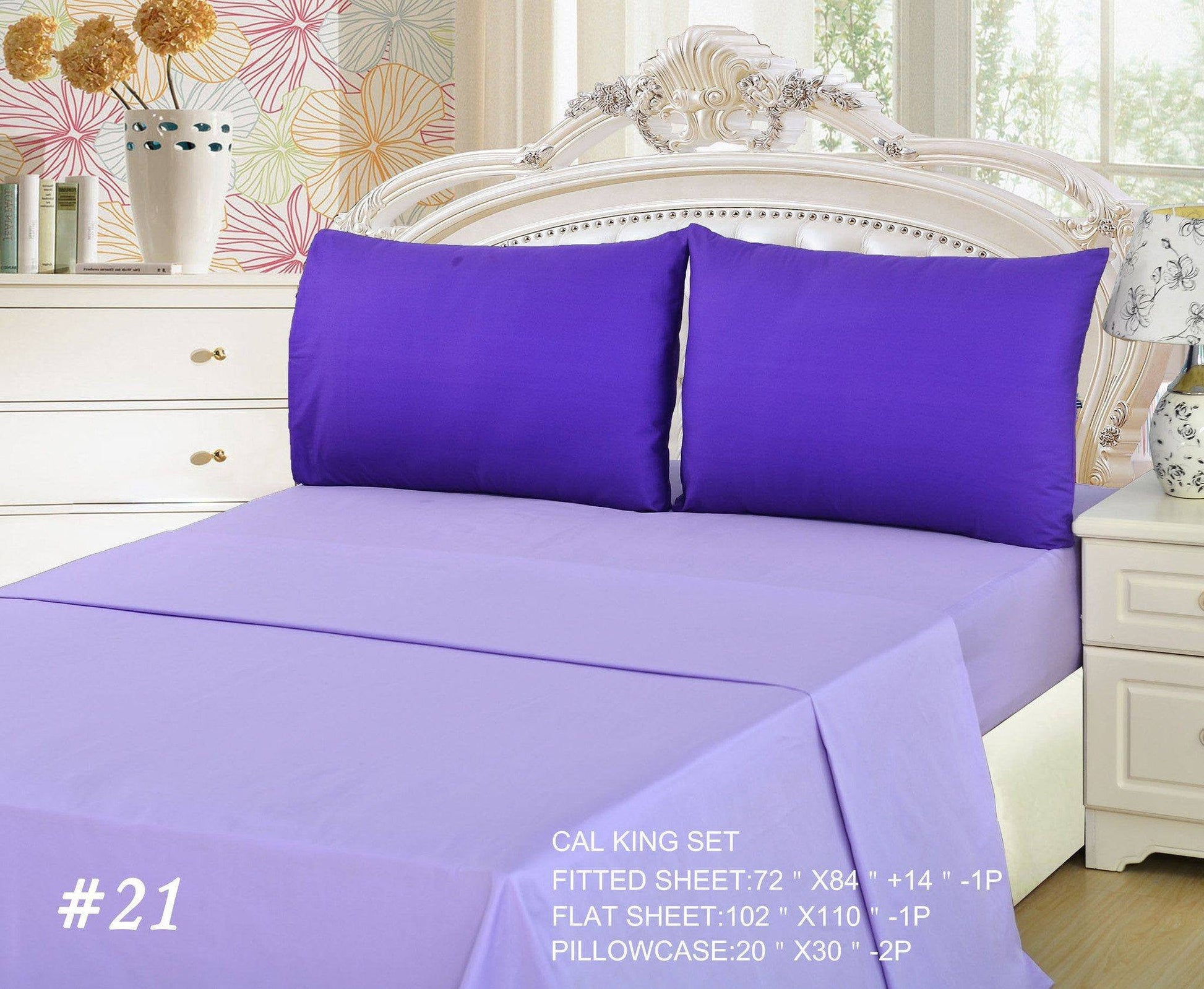 Tache Cotton Lavender Purple Bed Sheet Set (BS4PC-PP)- Tache Home Fashion- {{Product type}}