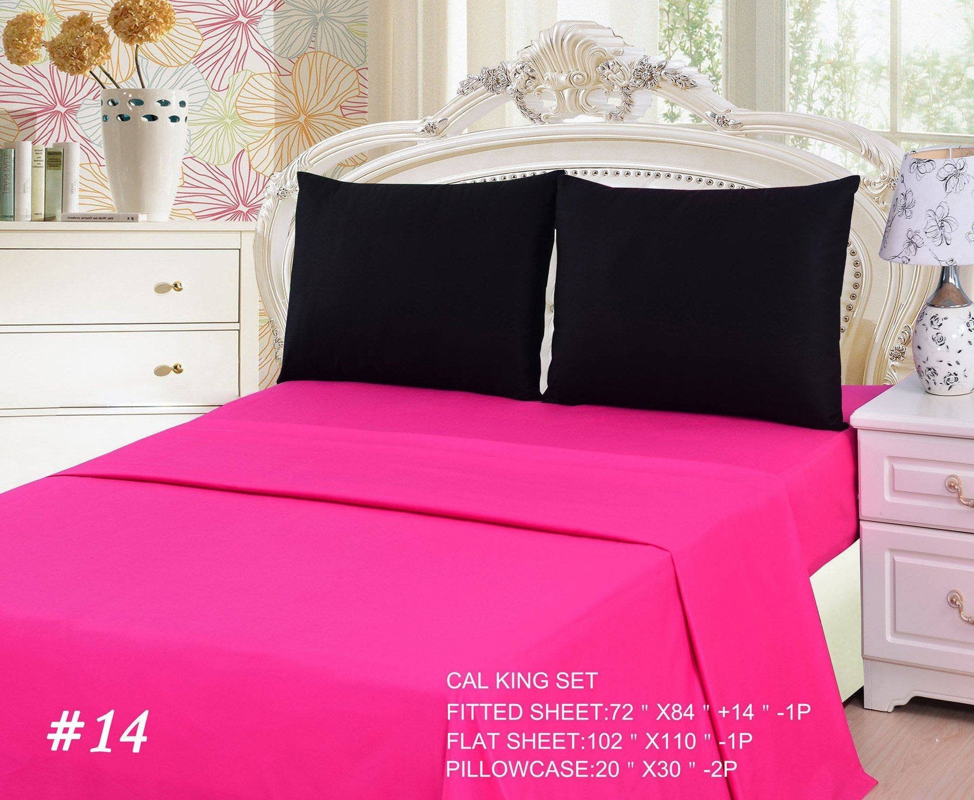 Tache Cotton Hot Pink and Black Bed Sheet Set (BS4PC-BP)- Tache Home Fashion- {{Product type}}