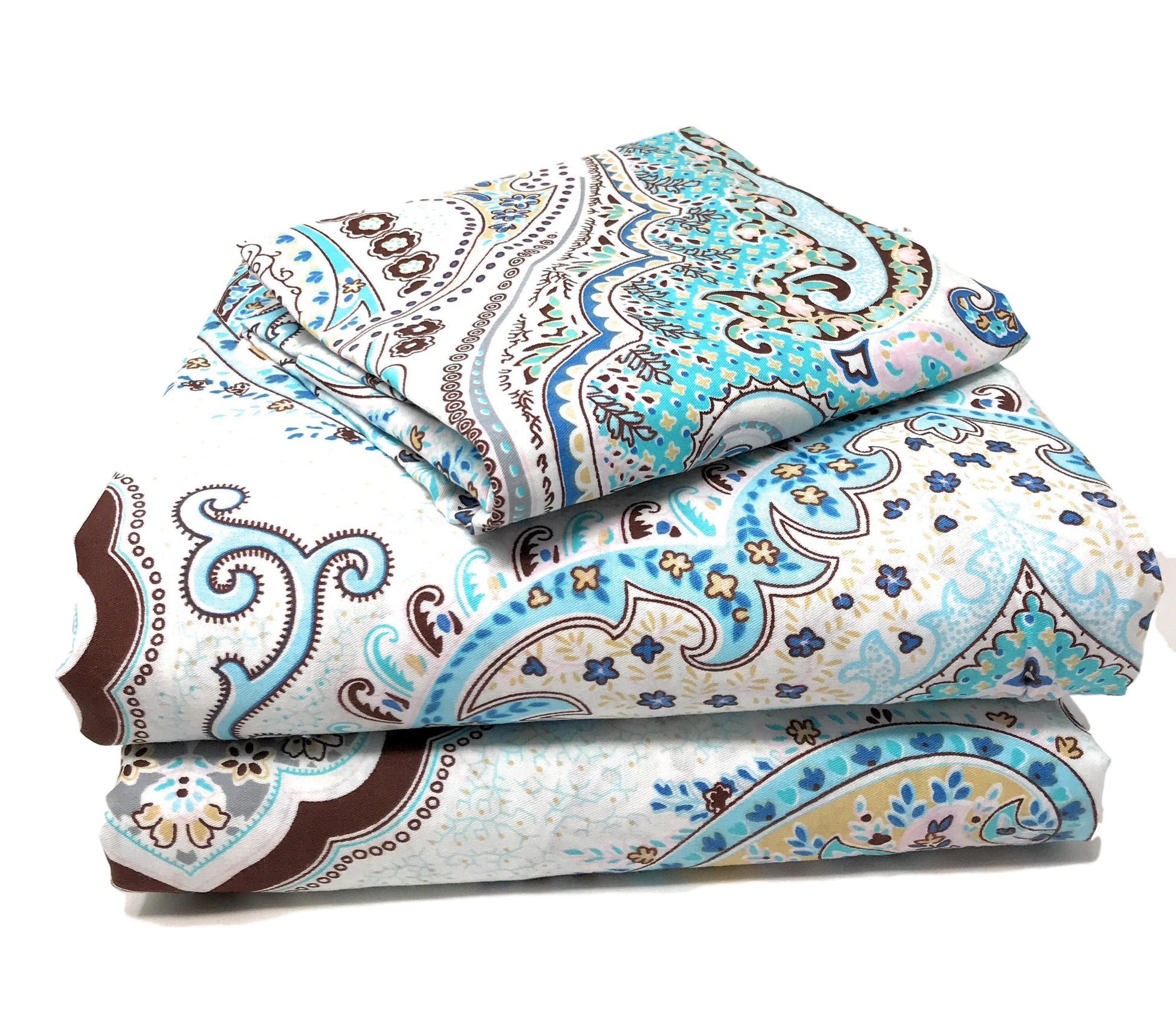 Tache Cotton Frozen Forest Blue Paisley Flat Sheet (2172FLT) - - Bed Sheet