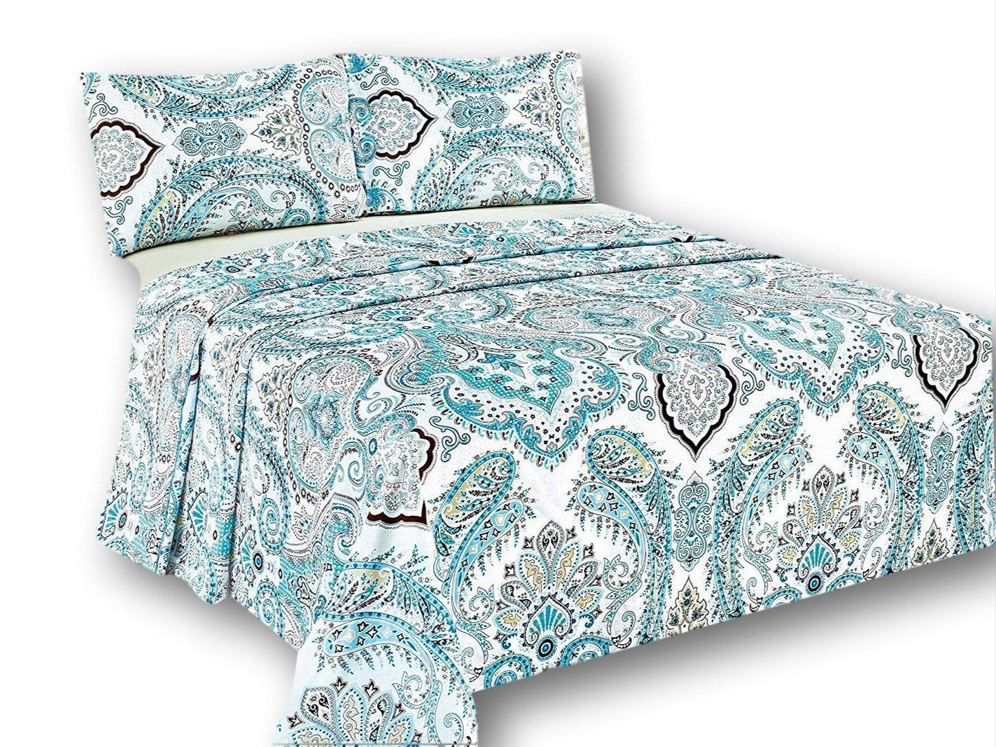 Tache Cotton Frozen Forest Blue Paisley Flat Sheet (2172FLT) - - Bed Sheet