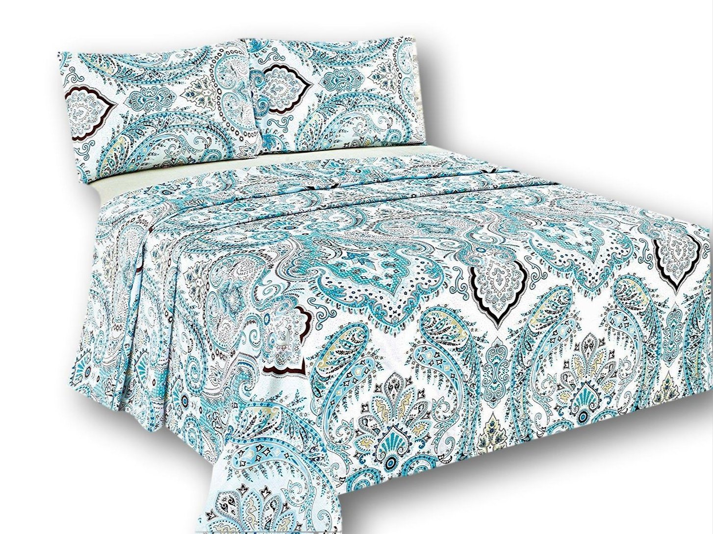Tache Cotton Frozen Forest Blue Paisley Flat Sheet (2172FLT) - - Bed Sheet