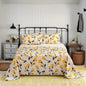 DaDa Bedding Yellow Fleur Golden Orange Floral Ivory Fitted & Flat Bed Sheets Set - Cal King - Bed Sheets