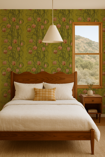 Campanas Wallpaper, chartreuse and orange- Samantha Santana Creative- {{Product type}}