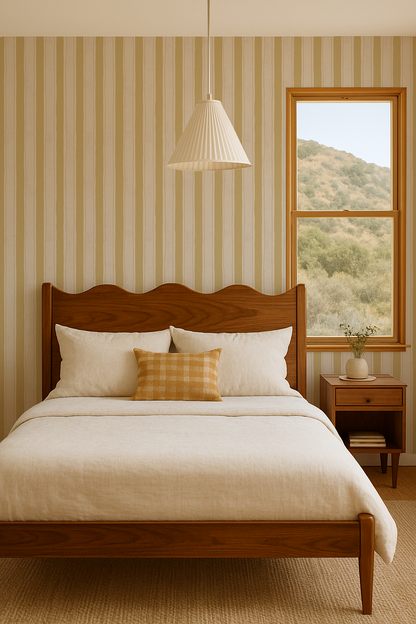 Riviera Stripe Wallpaper, off-white and butter yellow- Samantha Santana Creative- {{Product type}}