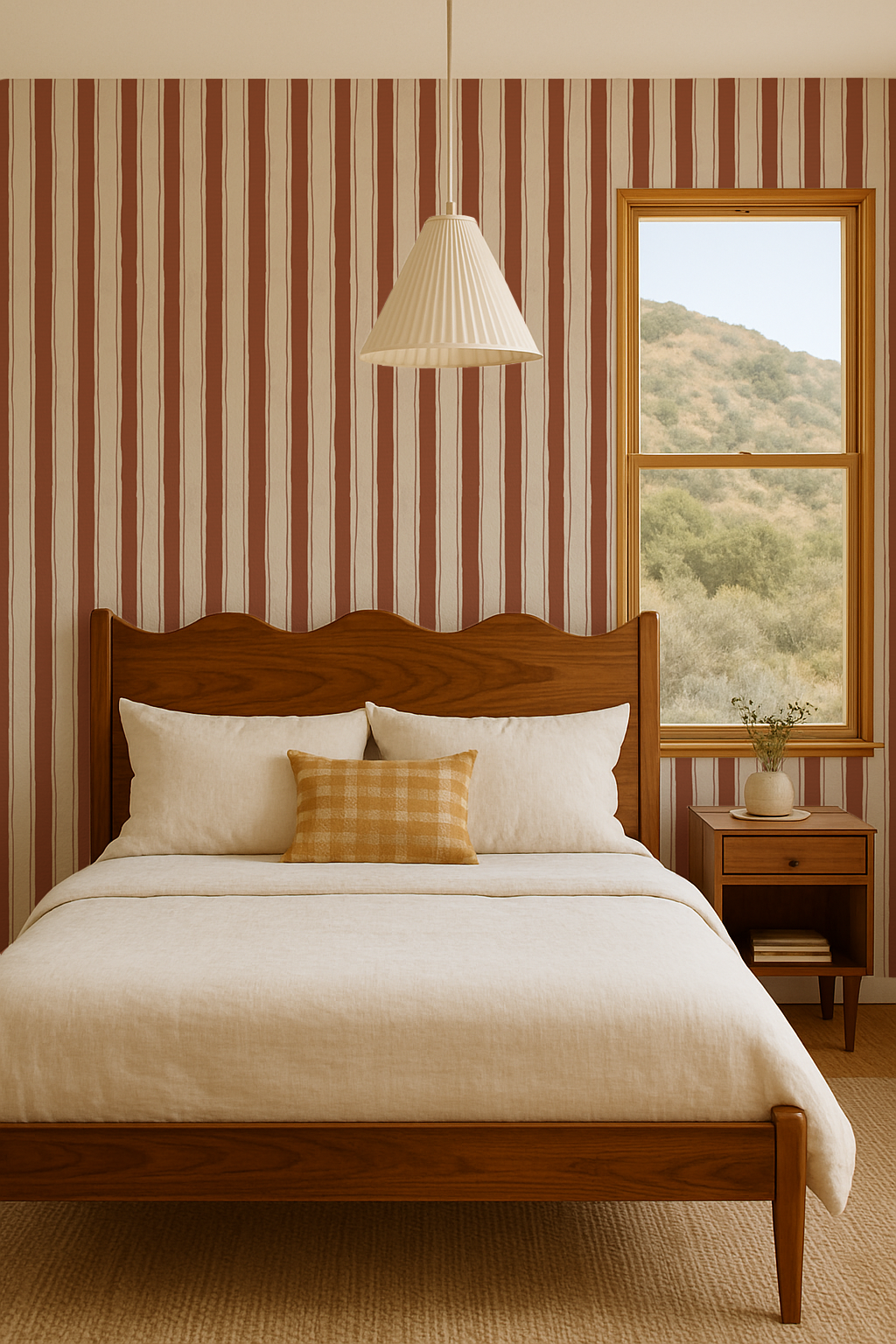 Riviera Stripe Wallpaper, off-white and rust- Samantha Santana Creative- {{Product type}}