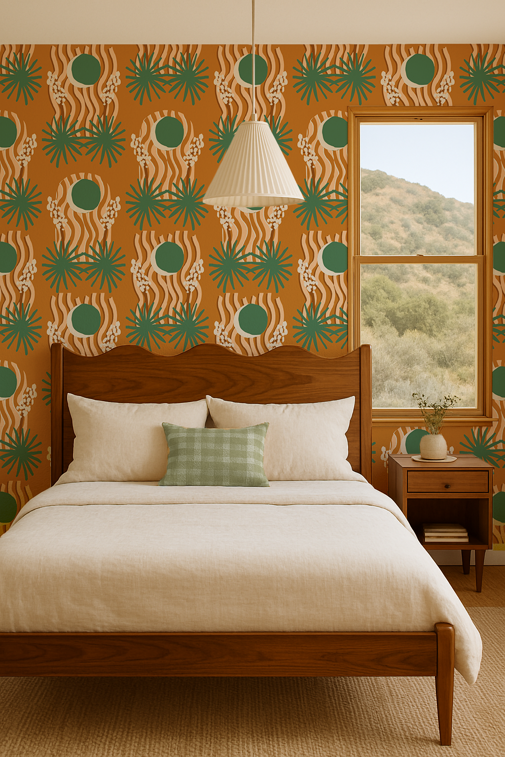 Yucca Moon Wallpaper, orange and green- Samantha Santana Creative- {{Product type}}