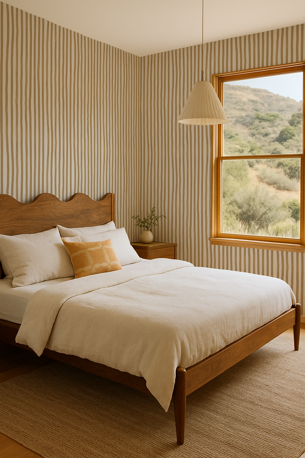 Dolce Stripe Wallpaper, off-white and butter yellow- Samantha Santana Creative- {{Product type}}