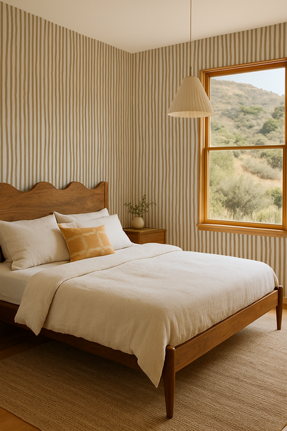 Dolce Stripe Wallpaper, off-white and butter yellow- Samantha Santana Creative- {{Product type}}