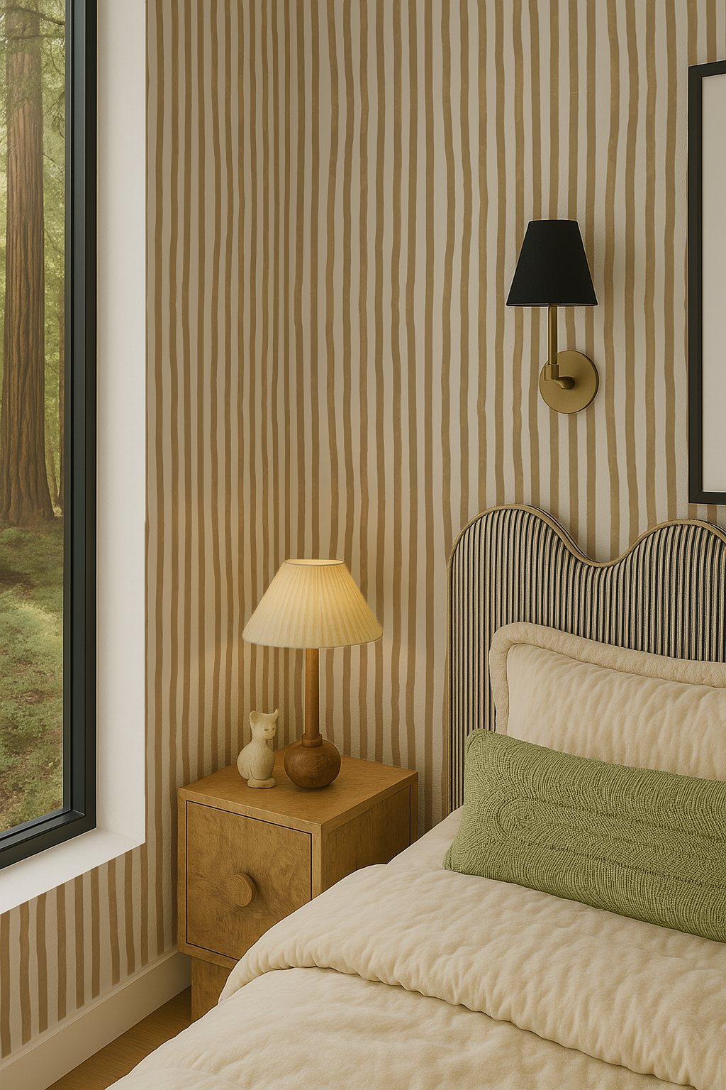Dolce Stripe Wallpaper, off-white and butter yellow- Samantha Santana Creative- {{Product type}}