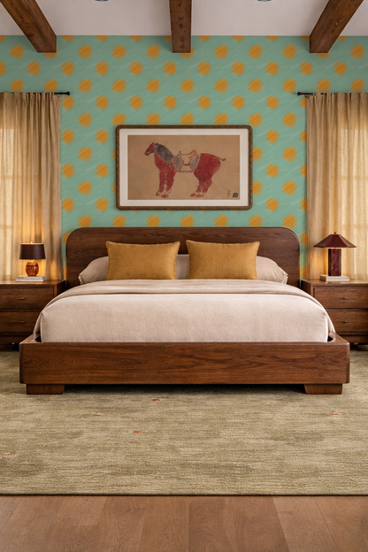 Sol Wallpaper, mint and yellow- Samantha Santana Creative- {{Product type}}