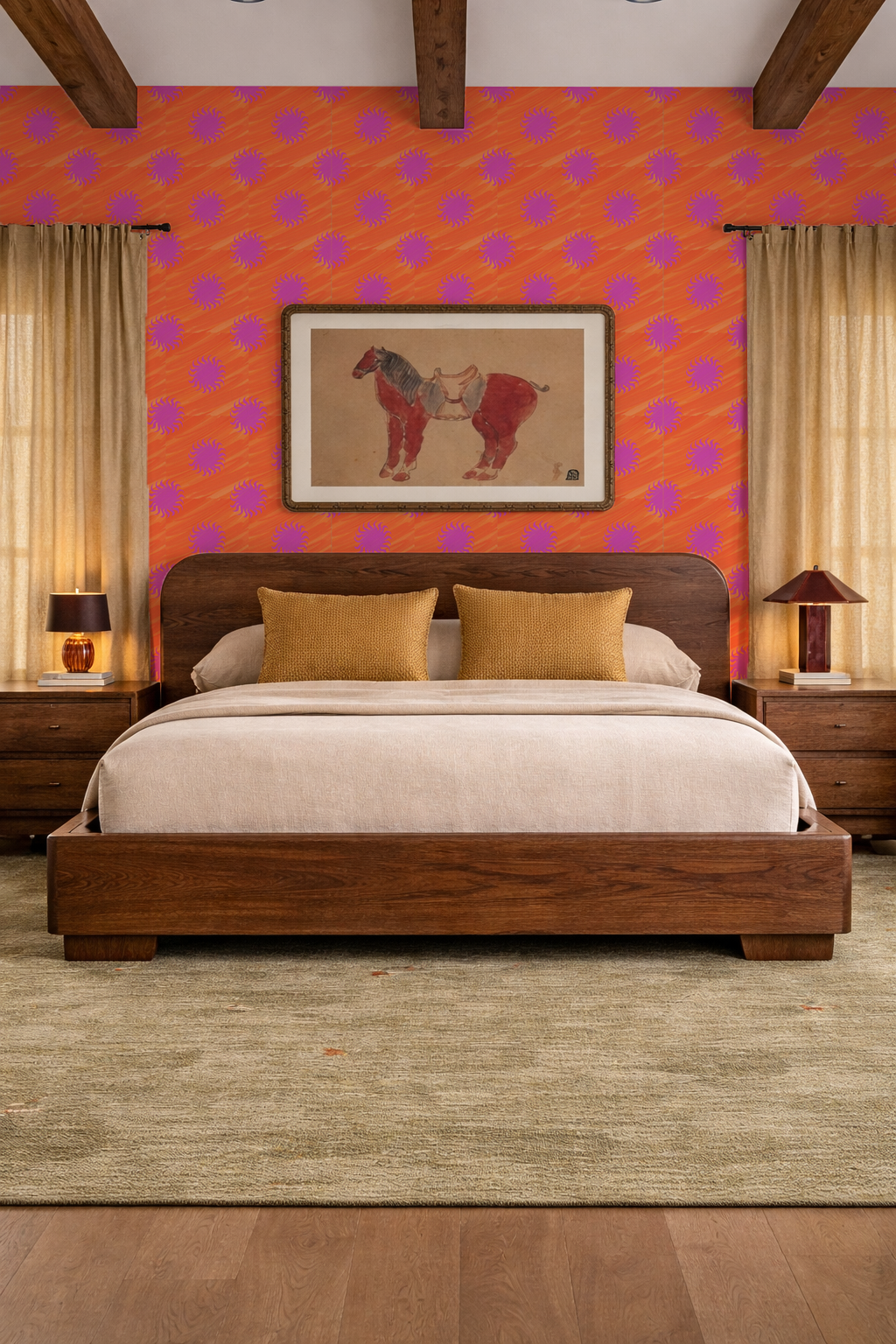 Sol Wallpaper, orange and magenta- Samantha Santana Creative- {{Product type}}