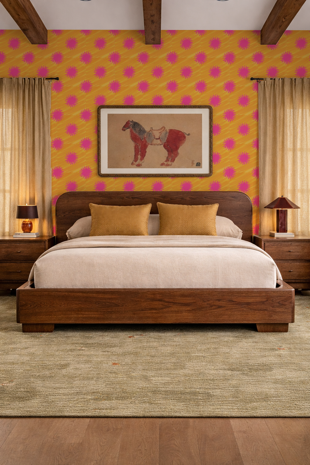 Sol Wallpaper, yellow and pink- Samantha Santana Creative- {{Product type}}
