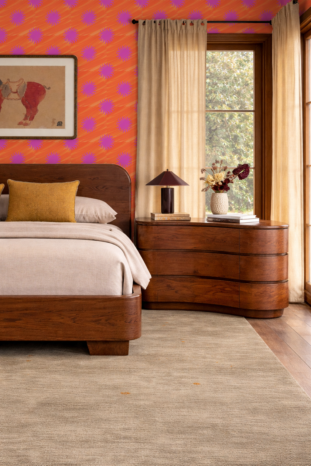 Sol Wallpaper, orange and magenta- Samantha Santana Creative- {{Product type}}