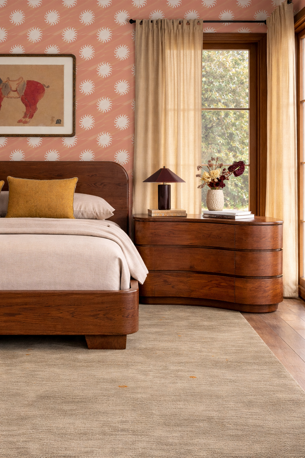 Sol Wallpaper, terra cotta and off-white- Samantha Santana Creative- {{Product type}}