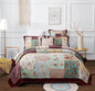 DaDa Bedding Bohemian Burgundy Red Velvet Trim Floral Paisley Patchwork Cotton Bedspread Set - Cal King - Bedspreads