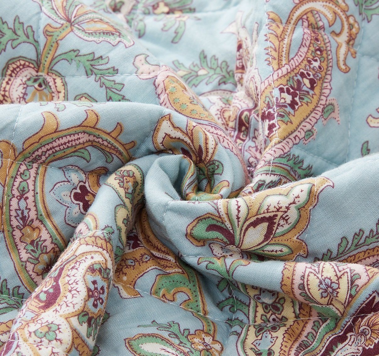 DaDa Bedding Bohemian Burgundy Red Velvet Trim Floral Paisley Patchwork Cotton Bedspread Set (JHW-868)- DaDalogy Bedding Collection- {{Product type}}