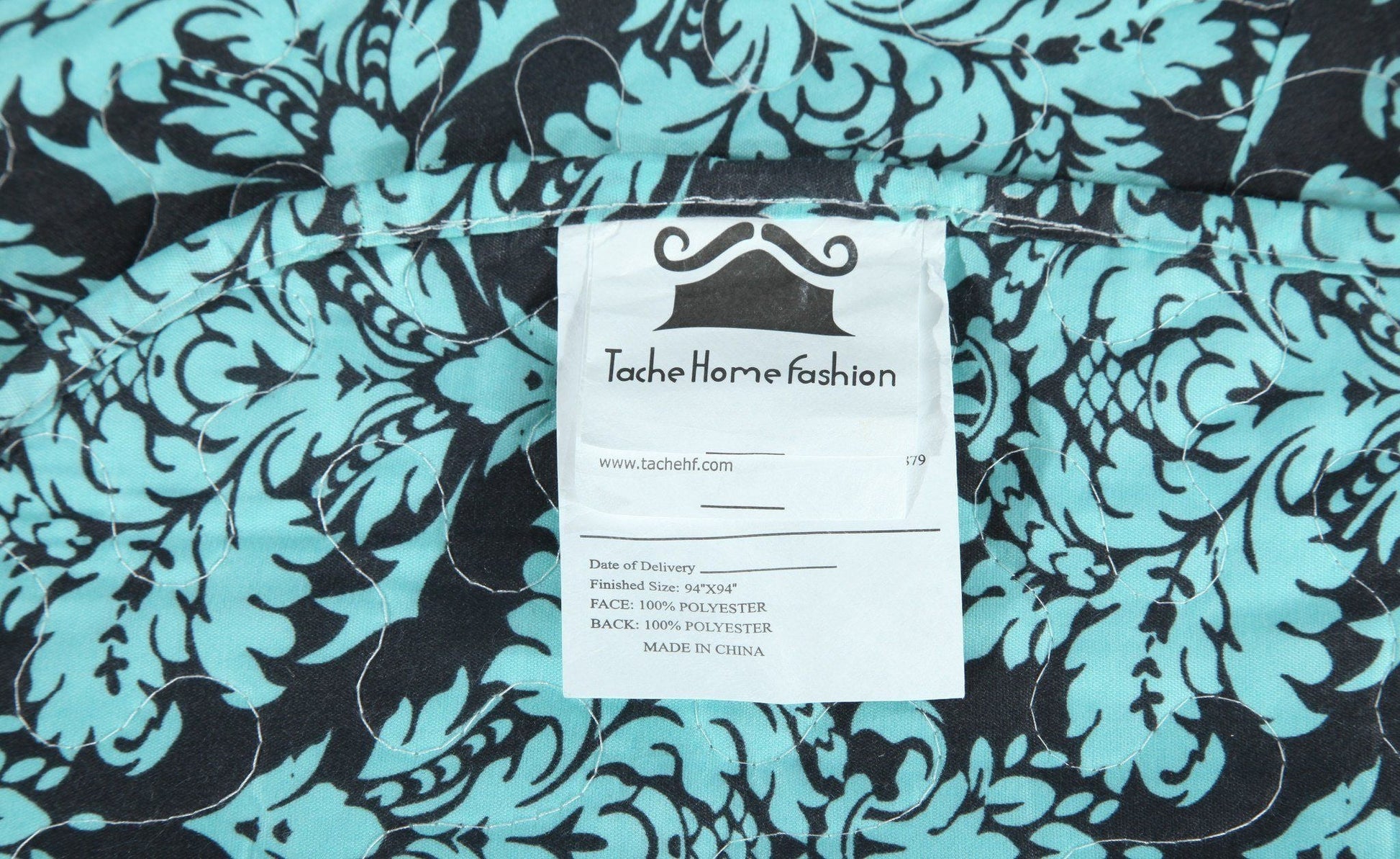 Tache Damask Ornate Baroque Teal Turquoise Blue Green Scalloped Quilt Set (SD-3300) - - Quilt / Bedspread