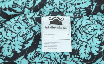 Tache Damask Ornate Baroque Teal Turquoise Blue Green Scalloped Quilt Set (SD-3300) - - Quilt / Bedspread