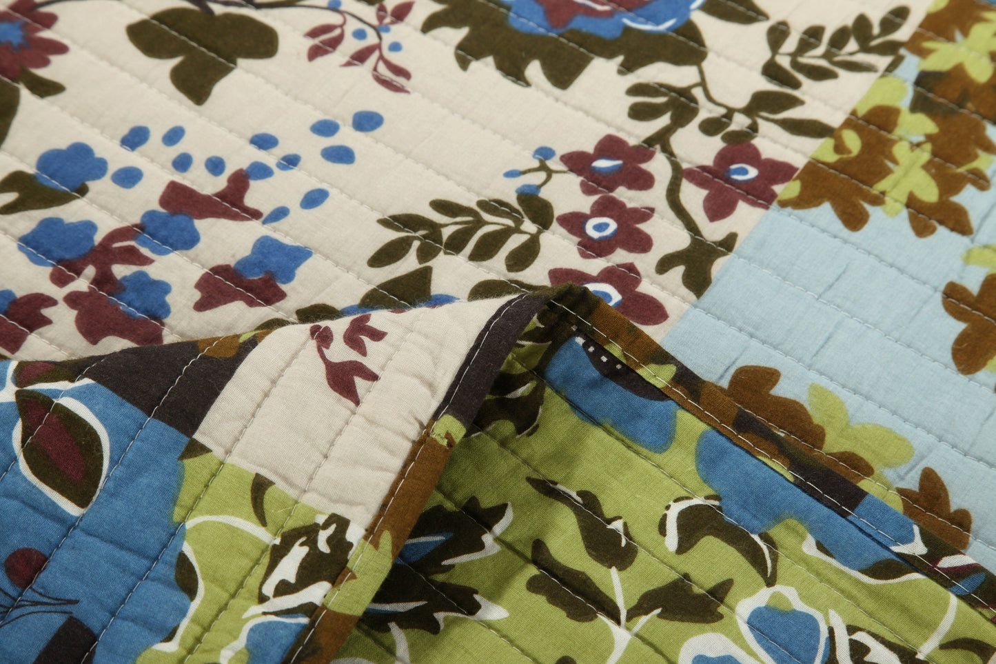 Tache Mystical Forest Green Blue Leaves Cotton Quilt Set (KST1504) - - Quilt / Bedspread