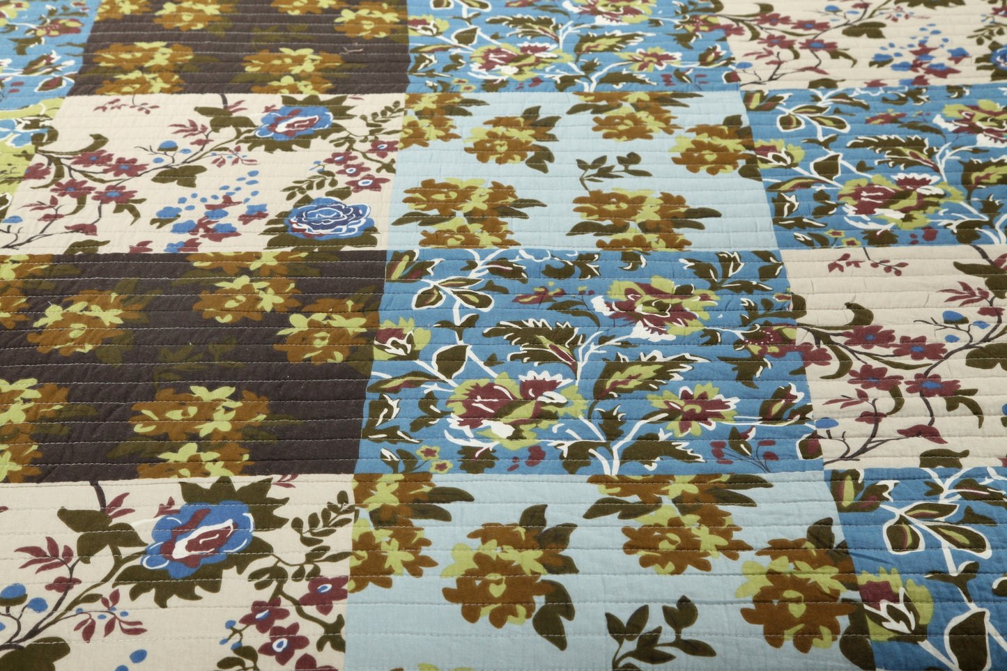 Tache Mystical Forest Green Blue Leaves Cotton Quilt Set (KST1504) - - Quilt / Bedspread