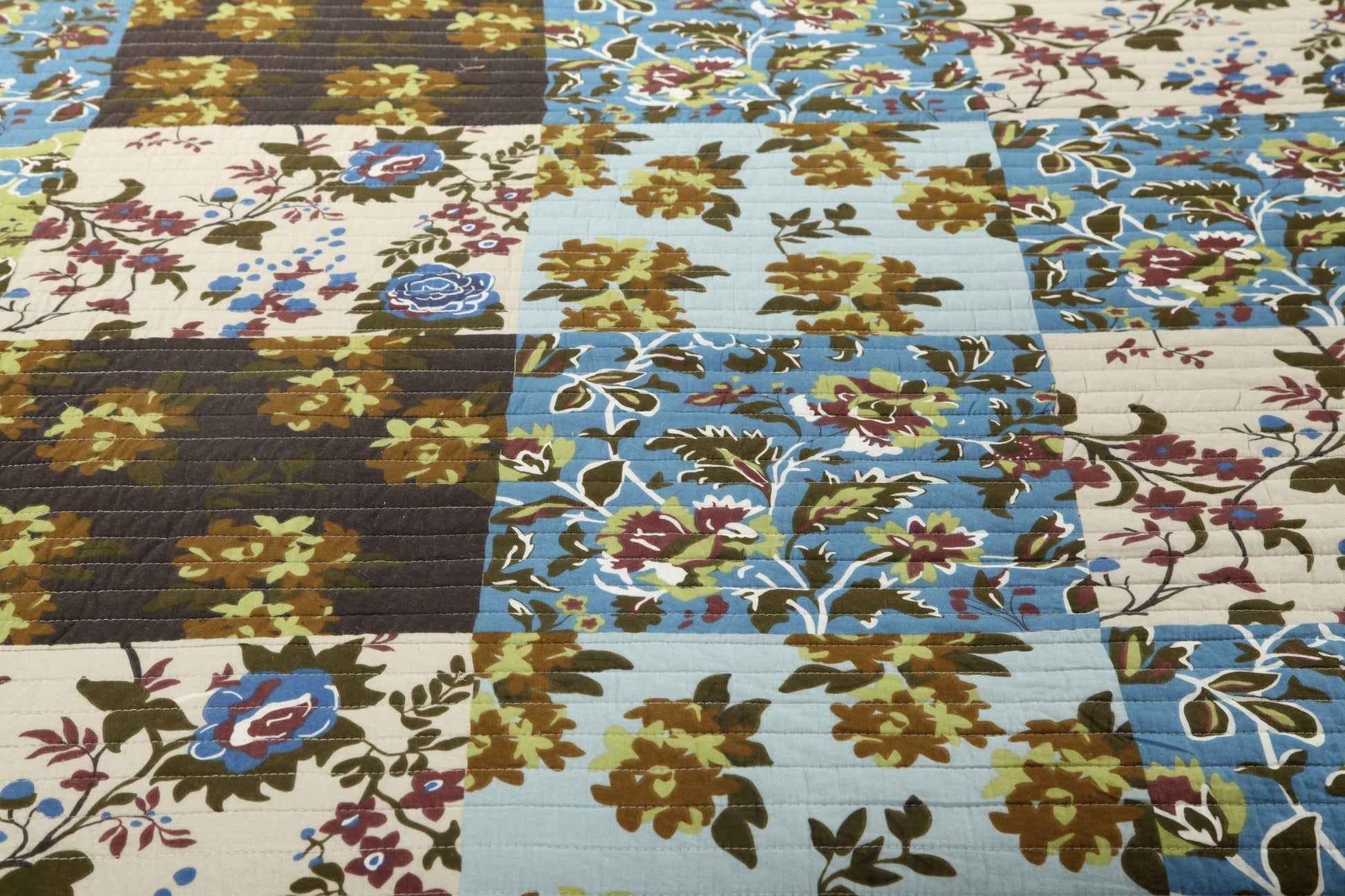 Tache Mystical Forest Green Blue Leaves Cotton Quilt Set (KST1504) - - Quilt / Bedspread