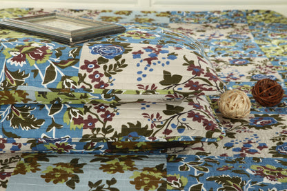 Tache Mystical Forest Green Blue Leaves Cotton Quilt Set (KST1504) - - Quilt / Bedspread