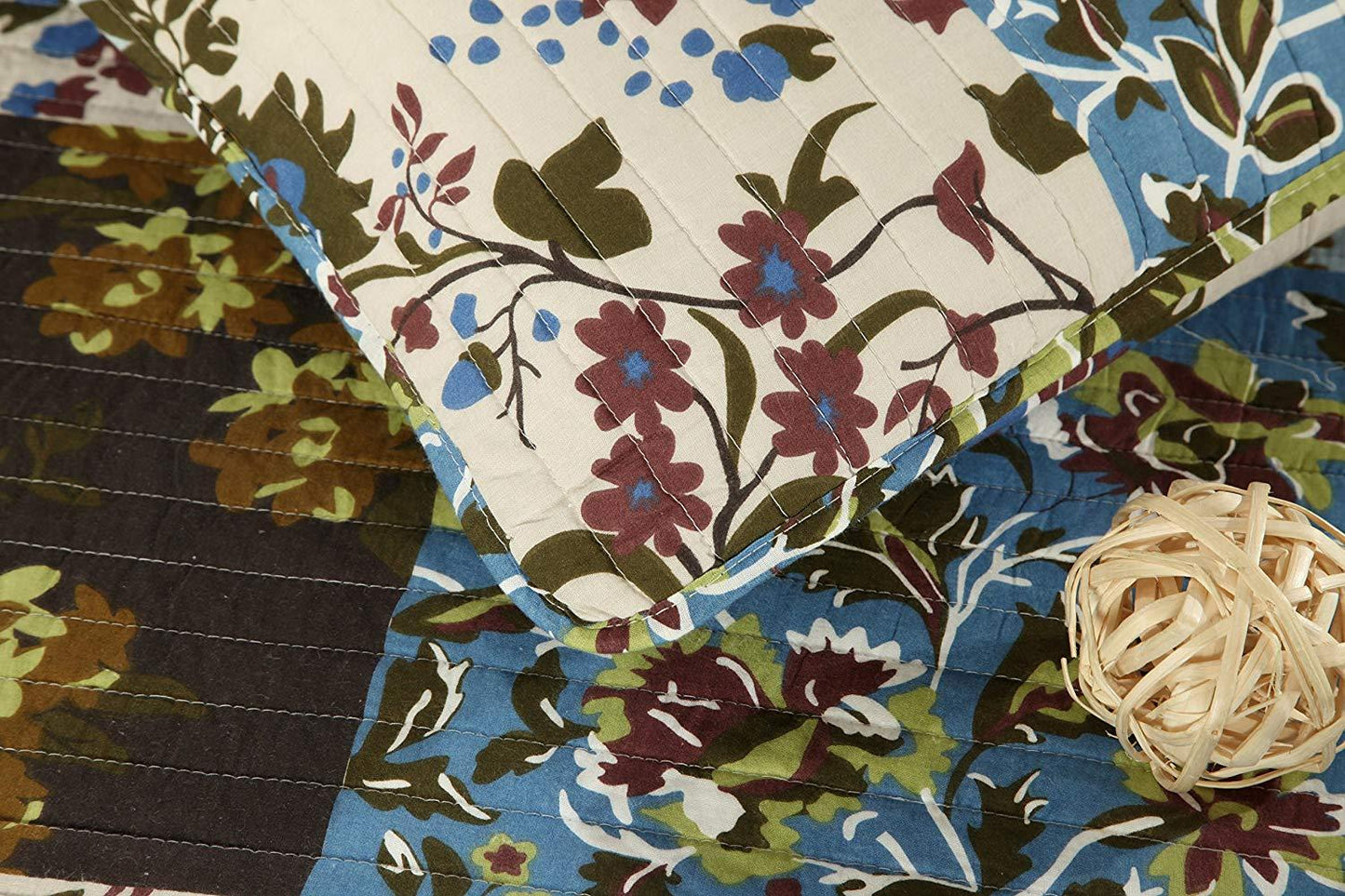 Tache Mystical Forest Green Blue Leaves Cotton Quilt Set (KST1504) - - Quilt / Bedspread