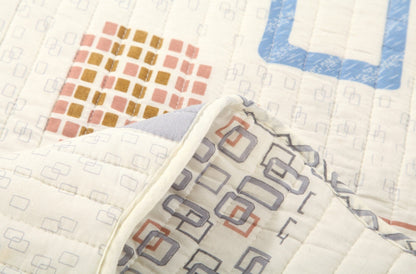 Tache Geometric Cubic Squares Ivory Scalloped Retro Cotton Quilt Bedspread Set (DSW009) - - Quilt / Bedspread