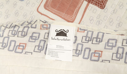 Tache Geometric Cubic Squares Ivory Scalloped Retro Cotton Quilt Bedspread Set (DSW009) - - Quilt / Bedspread