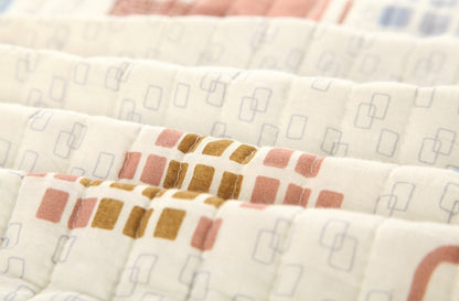 Tache Geometric Cubic Squares Ivory Scalloped Retro Cotton Quilt Bedspread Set (DSW009) - - Quilt / Bedspread