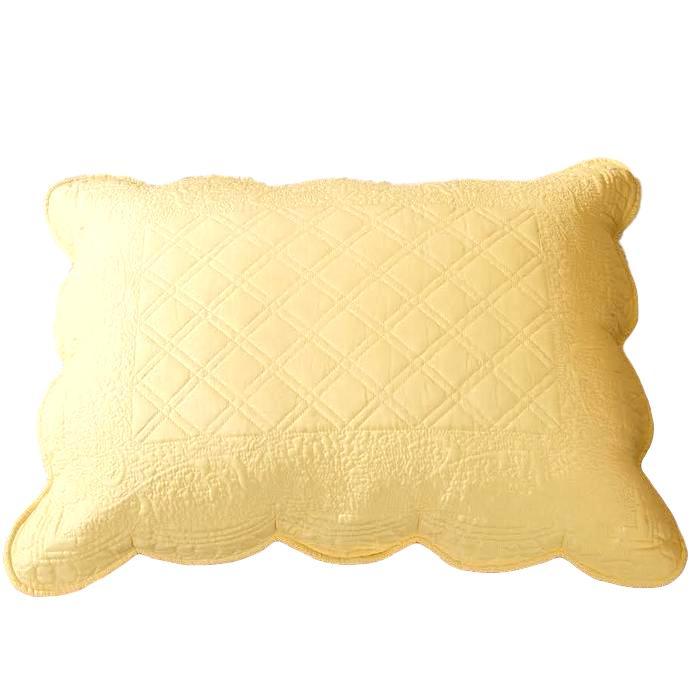 Tache Yellow Diamond Matelasse Scalloped Buttercup Puffs Pillow Sham (YELLEMDES) - - Pillow Sham