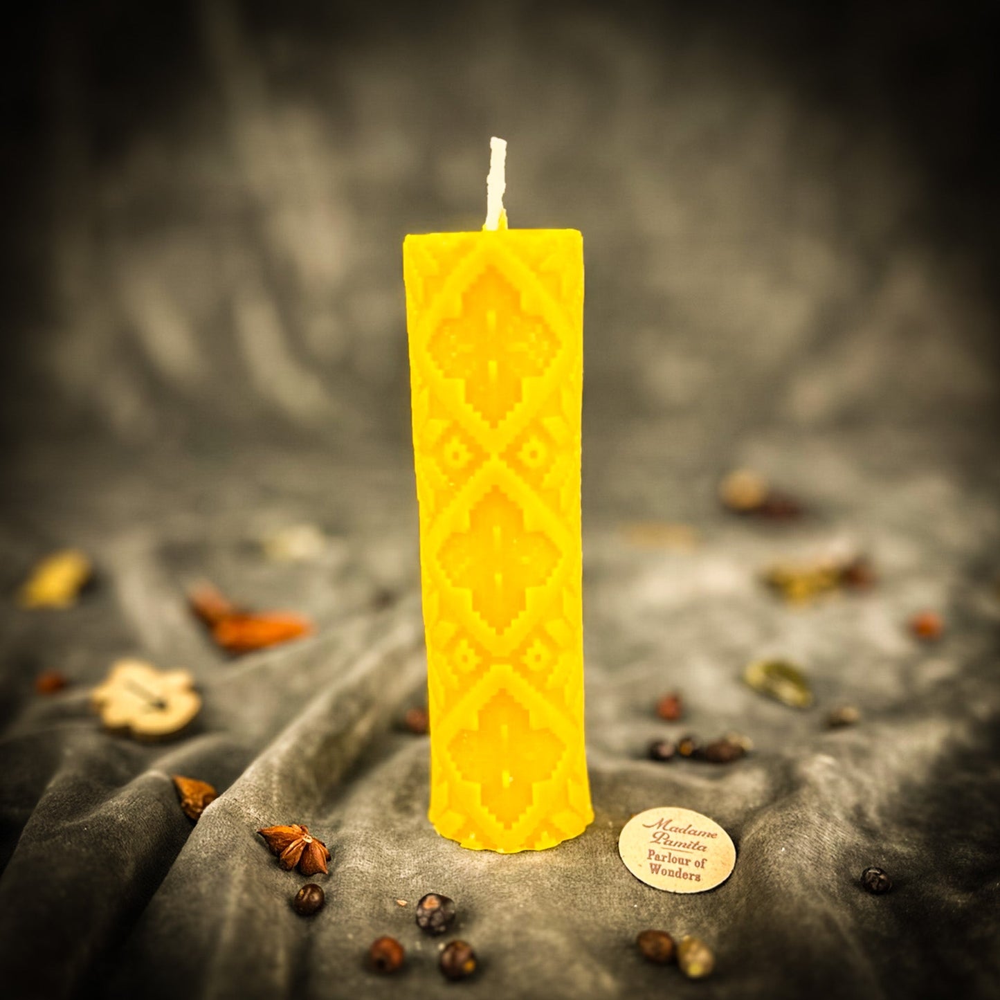 Khrest Cross of Protection and Plenty Pillar Candle Spell Kit - Sacred Balance & Abundance Magic - Yellow (Joy) - Candle Spell Kit