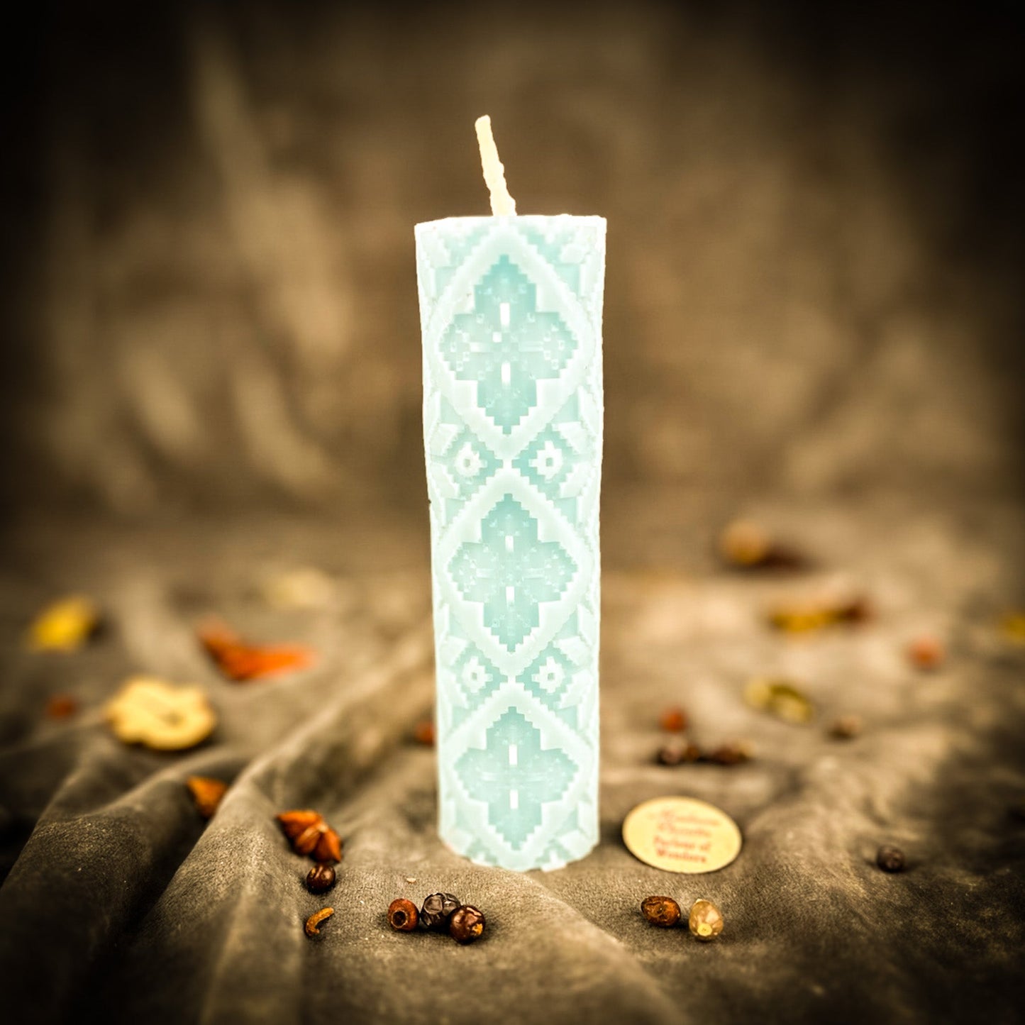 Khrest Cross of Protection and Plenty Pillar Candle Spell Kit - Sacred Balance & Abundance Magic - Blue (Communication) - Candle Spell Kit