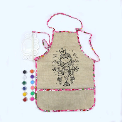 Coloring Apron Canvas Painting Kits for Kids With Pigment and Paint Brush