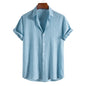 Breathable Soft Summer Casual Short Sleeve Button Up Shirt Men Light Blue