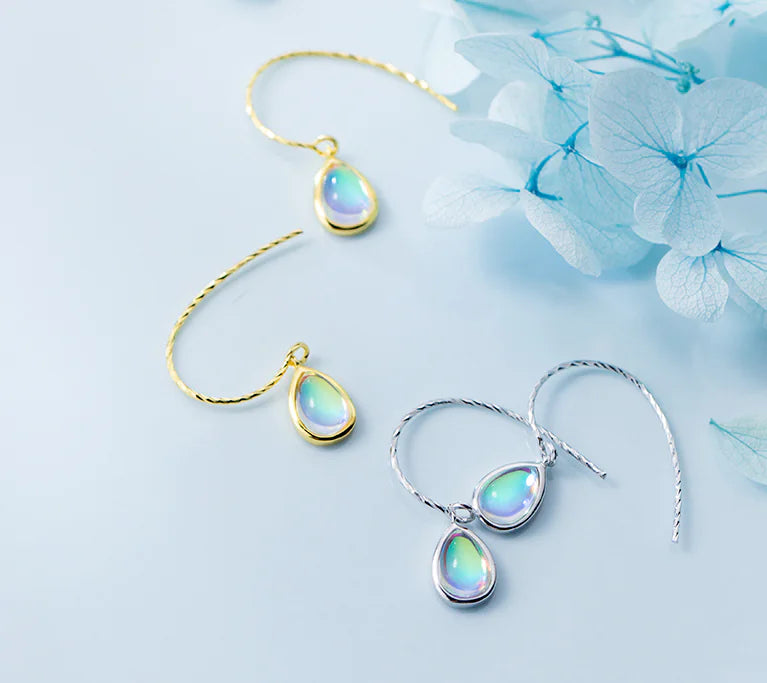 Sterling Silver Waterdrop Gradient Glass Earrings - Kia Day Design