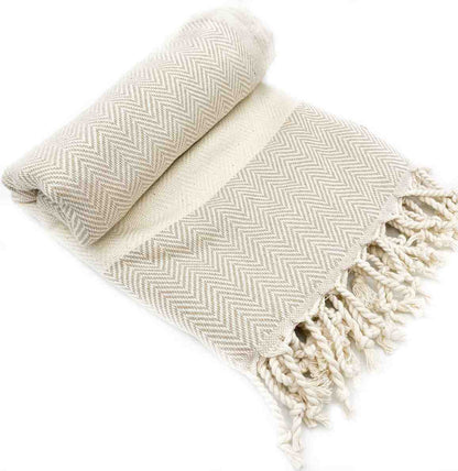 Herringbone Turkish Towel - Beige - Towels