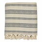 High-Quality Woven Stripe Turkish Throw - Sand + Black - Home Decor