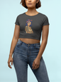 Vintage Beautiful Disaster Tattooed Pin Up Crop Top - Charcoal - Cropped Graphic Tee