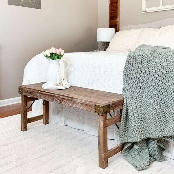 Vintage-Inspired Reclaimed Wood Folding Bench - - Sale