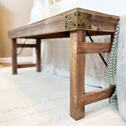 Vintage-Inspired Reclaimed Wood Folding Bench - - Sale
