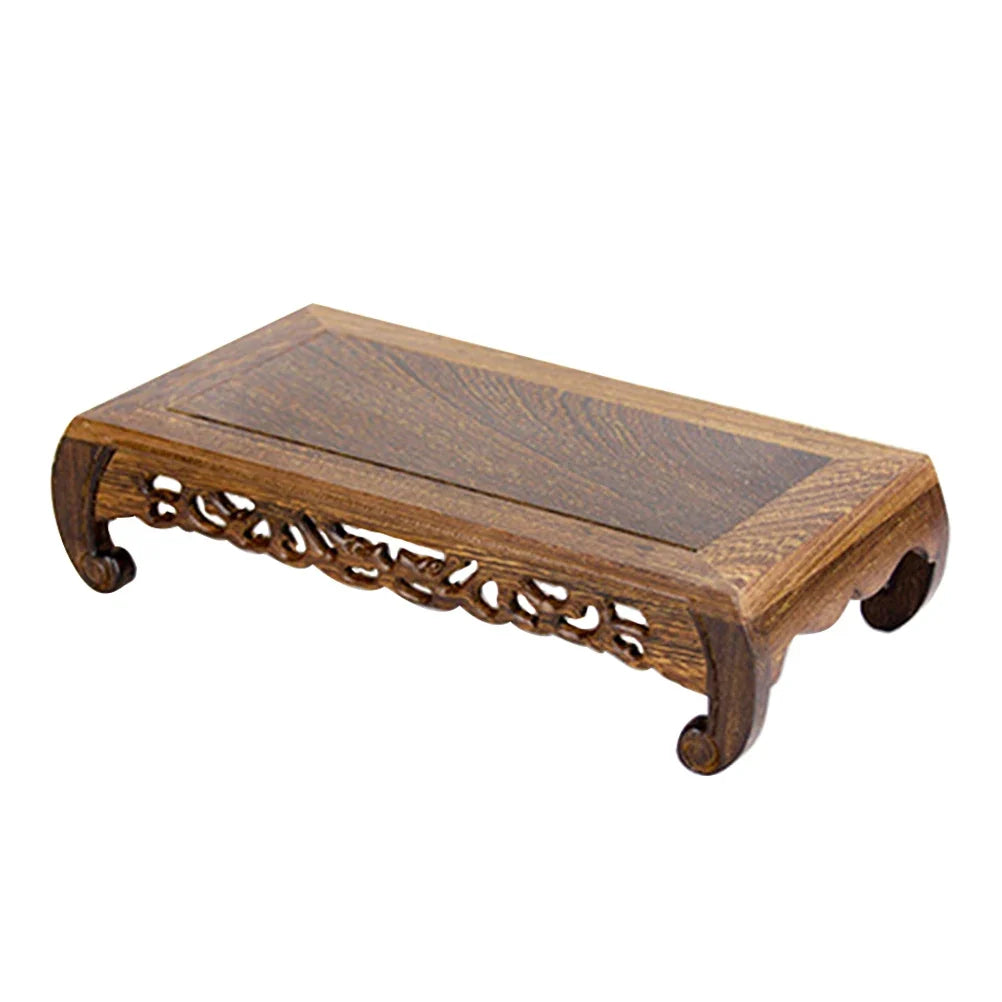 Rectangular Chinese Wood Base Display Stand for Carved Vase, Teapot, Bonsai - -
