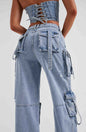 Cargo Denim Jeans - Blue Medium - Women's Fashion - Women's Clothing - Bottoms - Jeans