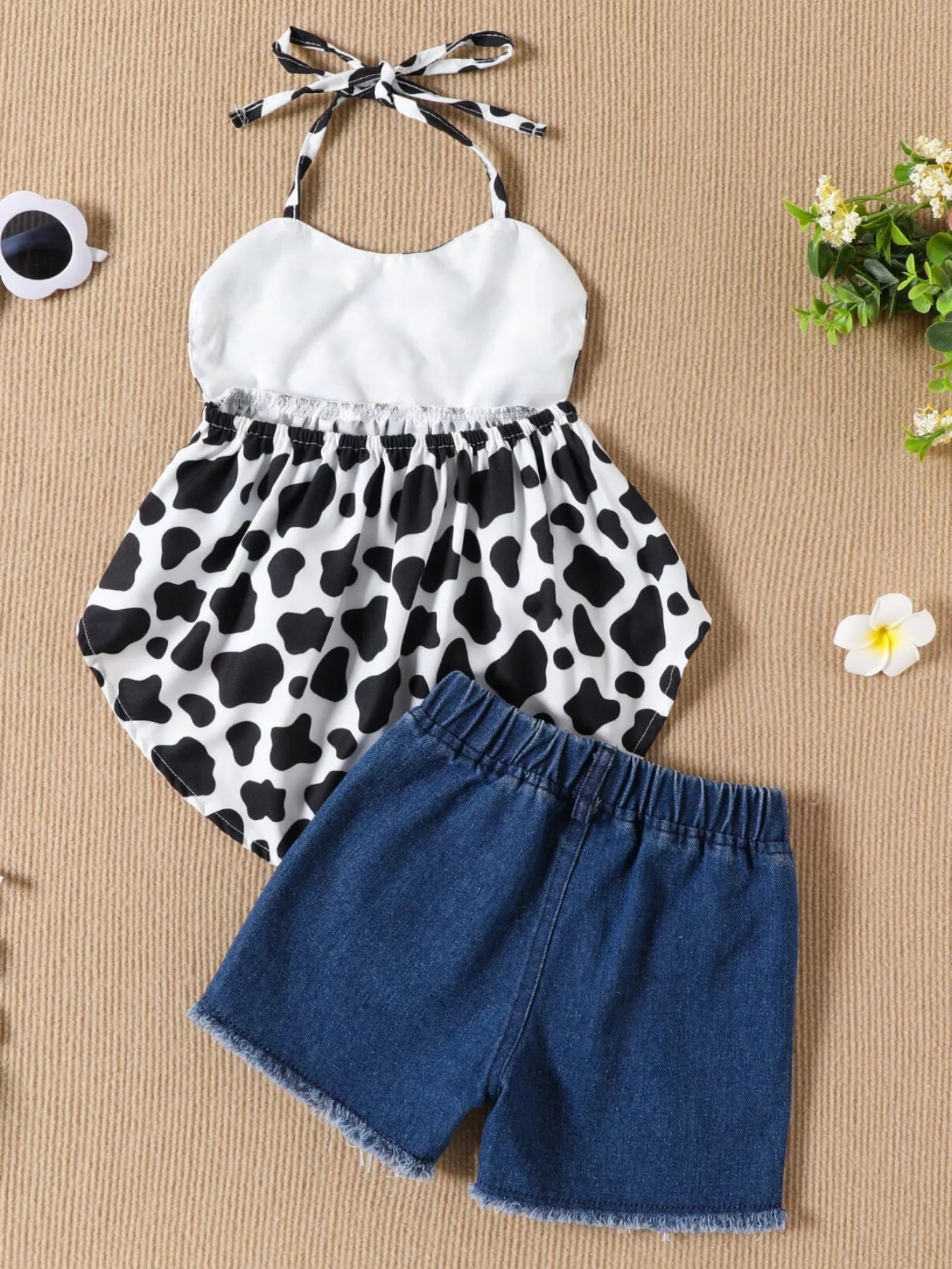 Children's Halter Neck Cami and Denim Shorts Set - -